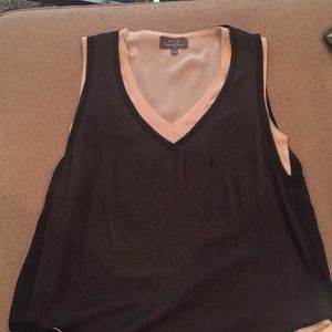 Black and nude mesh going out top